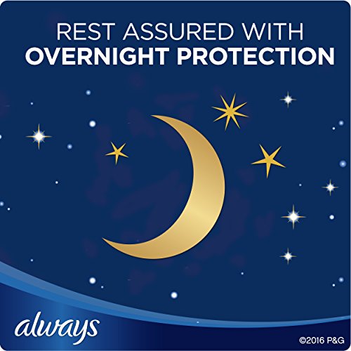 Always Maxi Size 4 Overnight Pads with Wings, Unscented, 33 Count