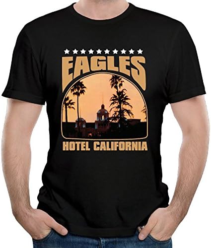 Uolongqul Men's The Eagles Hotel California T-Shirt Black