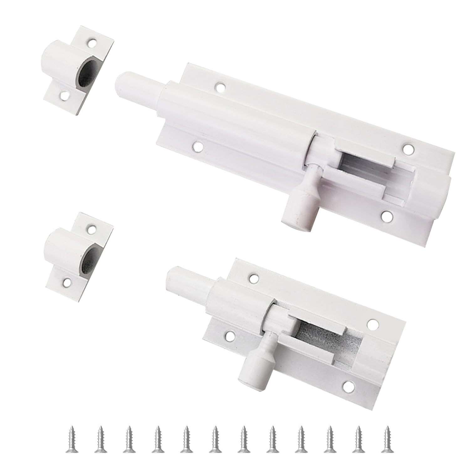2 White Aluminum Deadbolts (2" and 3") - Set for Bedroom and Interior Doors
