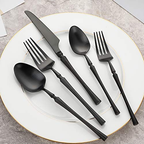 Flatware Black, Aoosy 20Piece Set Matte Black Pated Stainless