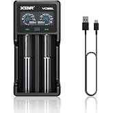 XTAR VC2SL Type C 18650 Battery Charger Universal Intelligent LCD Display 21700 Charger with USB Output for Rechargeable Batteries Li-ion 18650 21700 18350 16340 14500 Ni-MH/Ni-Cd A AA AAA