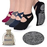 Ozaiic Non Slip Grip Socks for Yoga Pilates Barre Fitness, Anti Skid Hospital Labor Delivery Socks with Grips for Women