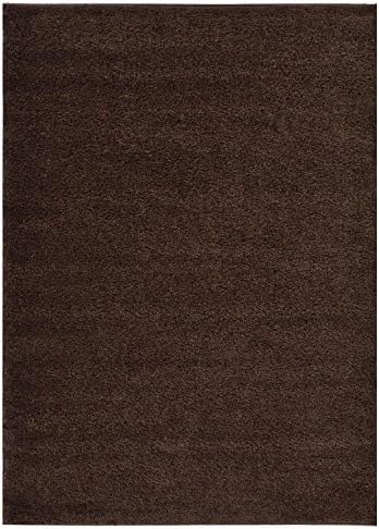 Shaggy Area Rugs Soft Touch Stain-Resistant Easy Care Carpet Solid Color Shag Area Rugs (3'x5', Brown)