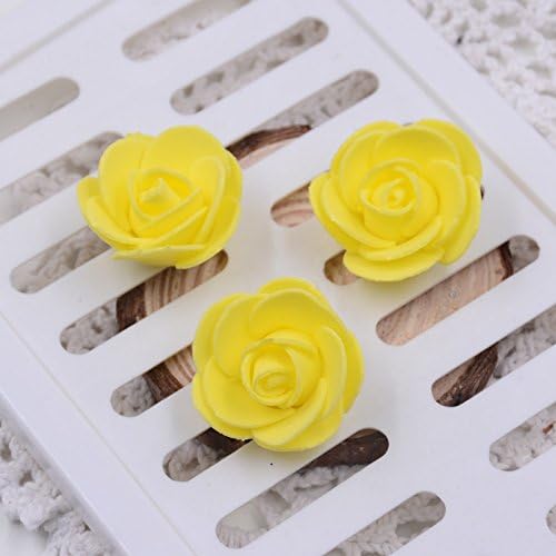 Zhuangshihua 50Pcs 19Colors 3Cm Small Mini Roses Foam Artificial Flowers For Wedding Festive Decoration Handmade Pompom DIY Craft Accessories Yellow