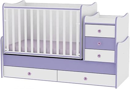 Lit Bebe Evolutif Combine Maxi Plus Blanc Violet Lorelli Le Lit Se Transforme En Lit D Adolescent Bureau Armoire Multifonction Amazon Fr Bebes Puericulture