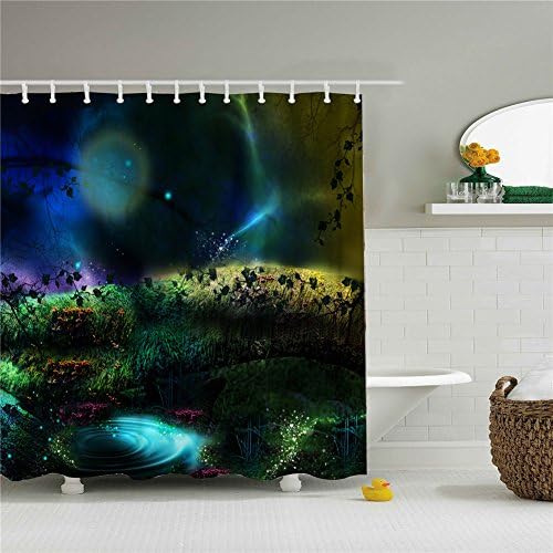 Multi Color Space Themed Shower Curtain Set 66"x72"