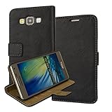 A5 case, Samsung A5 cover Aomax® Aika Wallet View Stand Premium Protective Leather Cover Case + HD screen protector For Samsung Galaxy A5 SM-A500F SM-A500M (IkaiSP Black)