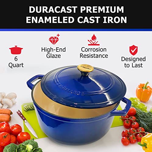 Mueller DuraCast 6 Quart Enameled Cast Iron Dutch Oven Pot with Lid