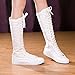 ANUFER Girls Women Fashion Canvas Knee Boots Pure White Zip Dance Boots SN811 US7
