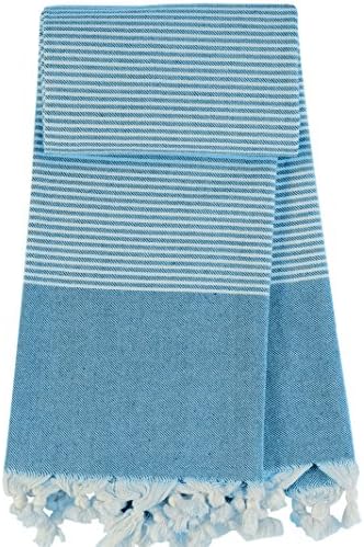ANATURES TRAVELER Dark Turquoise - PREWASHED and SOFT - Pestemal Turkish Beach Bath Towel - 100% best cotton - Prewashed Peshtemal Beach Towels - Beach Towel (Dark Turquoise)