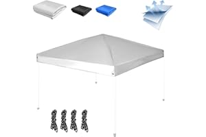 OUTMAX 10x10 Canopy Replacement Top, Pop-up Canopy Tent Replacement Cover for Straight Leg, Waterproof Instant Canopy Top Cover with Rope for Garden, Picnic, Camping(White)