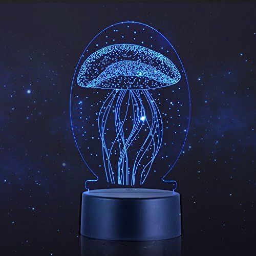 Jellyfish 3D Optical Desk Lamp Night Light Touch Switch LED Lamp 7 Colors Change Table Light with USB Cable for Aquatic Animal Toy Home Decoration, Birthday Christmas Gift for Kids or Adult