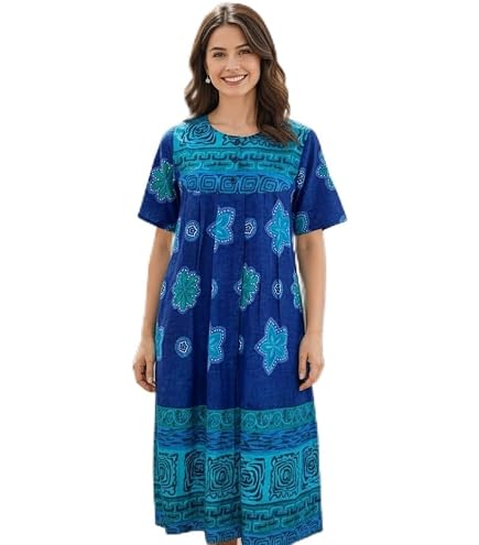 cotton house dresses for sale Loungees Border Print Lounge Dress/House Dress/Caftan A Comprehensive Guide to A house dress that model-name:milly Color:Peach Lilac Ombre
