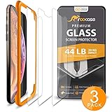 rooCASE 3-Pack Screen Protector for iPhone 11 Pro Max/iPhone Xs Max, Reinforced Tempered Glass Screen Protector for iPhone 11 Pro Max/iPhone Xs Max [Case Friendly]