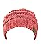 NYfashion101 Exclusive Unisex Two Tone Warm Cable Knit Thick Slouch Beanie Cap, 2 Tone Coral