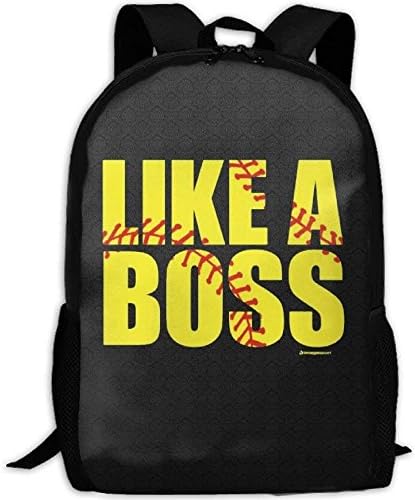 Softball Like A Boss Fashion Backpacks School BookBags,Unisex Travel Hiking Lightweight Waterproof Daypack Laptop Bag