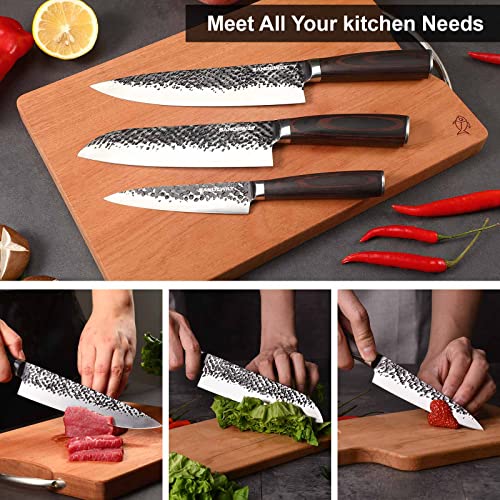 SANDEWILY Professional Chef Knife Ultra Sharp Kitchen Knife Set 3 PCS