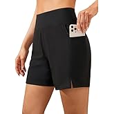 FEEKENFOO Women's 5" High Waisted Swim Board Shorts Quick Dry Beach Swimming Swimsuit Bottom with Pockets