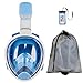 Zeeshy Full Face Snorkel Mask, 180º Panoramic View Diving Scuba Mask Easy breath with Anti-Fog and Anti-Leak with Adjustable Head Straps Design for Adults,Youth,kids ( BLUE-XS/S )