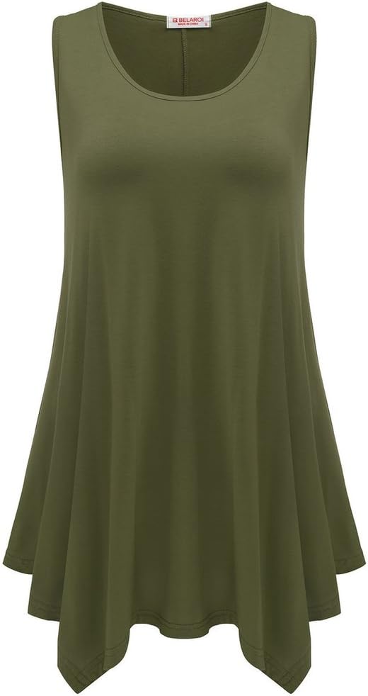 BELAROI Womens Plus Size Sleeveless Comfy Tunic Tank Top