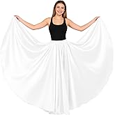 Women Satin Full Circle Ankle Length Swing Long Skirt Maxi Shiny Skirt for Party Cosplay Belly Dance Performance Costume