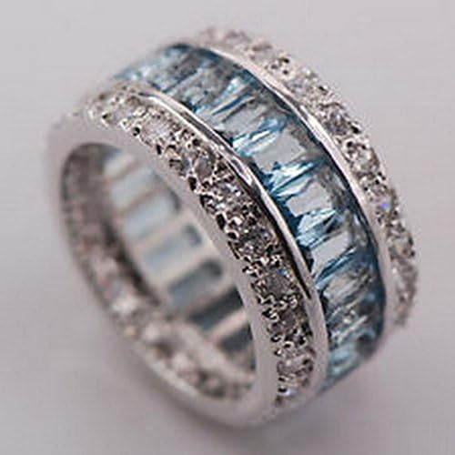Ddang - Aquamarine 925 Sterling Silver Gemstone Ring Size 6 F681