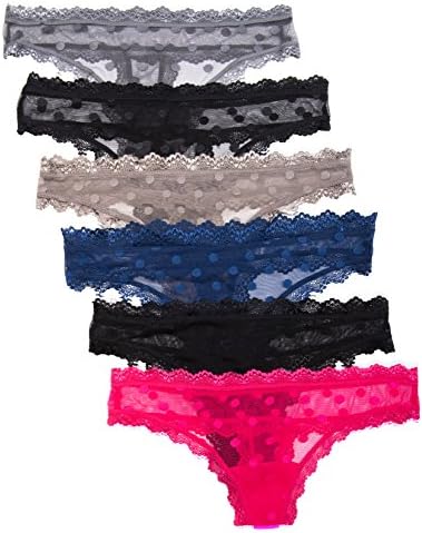 Lady Princess Juniors 6 Pack Mesh Polka Dot Thongs (Medium, 6PK Fall Pk B)