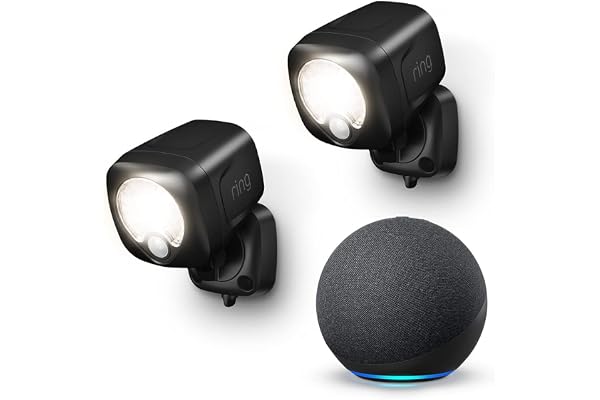 Ring Smart Lighting â€“ Spotlight, Battery-Powered, Outdoor Motion-Sensor Security Light, Black (2-pack) + Echo (4th Gen)