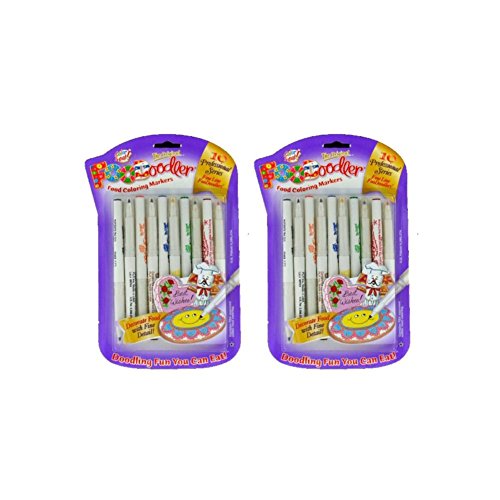 FooDoodler Food Coloring Markers - 10 Colors - Kosher (1, A) (Pack of 2)