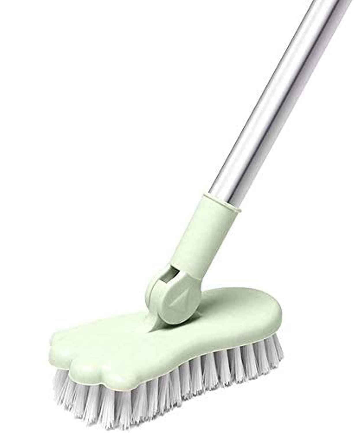 Floor Scrubbing Brush 47.2 inch with Adjustable Long Handle & Detachable 180° Rotatable Head Stiff Bristles Extensible Grout Cleaning Brush for Bathroom Tub Tile Patio Indoor Scrubber (Green)