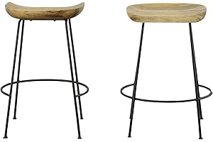 Carolina Chair & Table Diya 24.5 Inch Set of 2 Counter, Wood and Metal, Set of Stools, Natural