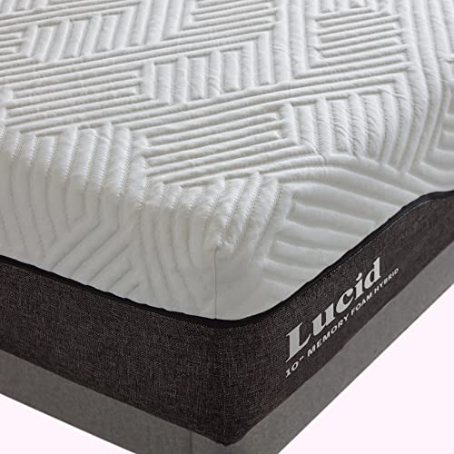 Lucid 10 Inch Hybrid Mattress Bamboo Charcoal and Aloe Vera Infused