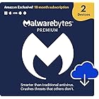 Malwarebytes Premium | Amazon Exclusive | 18 Months, 2 Devices | Windows, Mac OS, Android, Apple iOS, Chrome [Online Code]