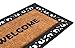 BirdRock Home Classic Welcome Brush Coir Doormat with Black Rubber Scroll Border, 18 x 30 Inch - Modern Design