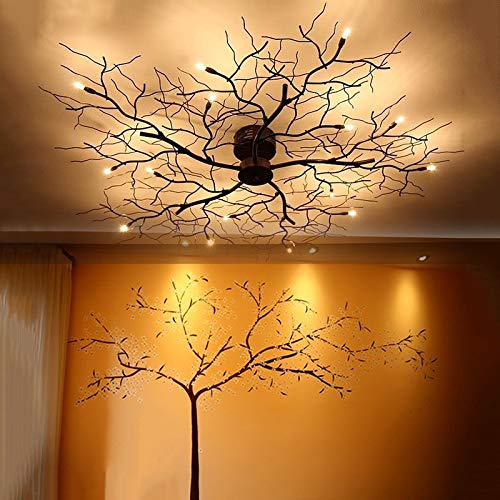 Photo 1 of NIAOERFEN Black Modern Chandelier with Branch Shapes,12-Lamp Large Semi Flush Mount Ceiling Light Fixture,Industrial Close to Ceiling Light Fixtures for Living Room Bedroom Kitchen