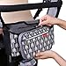 Lekebaby Arrow Print Grey Universal Stroller Organizer Accessory with Cup Holders, 7 Compartments, Grey