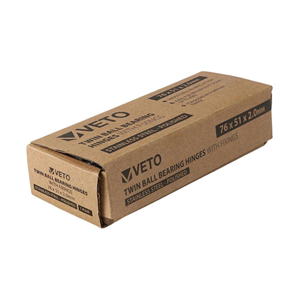 TIMCO Twin Ball Bearing Hinges A2 Stainless Steel Polished - 76 x 51