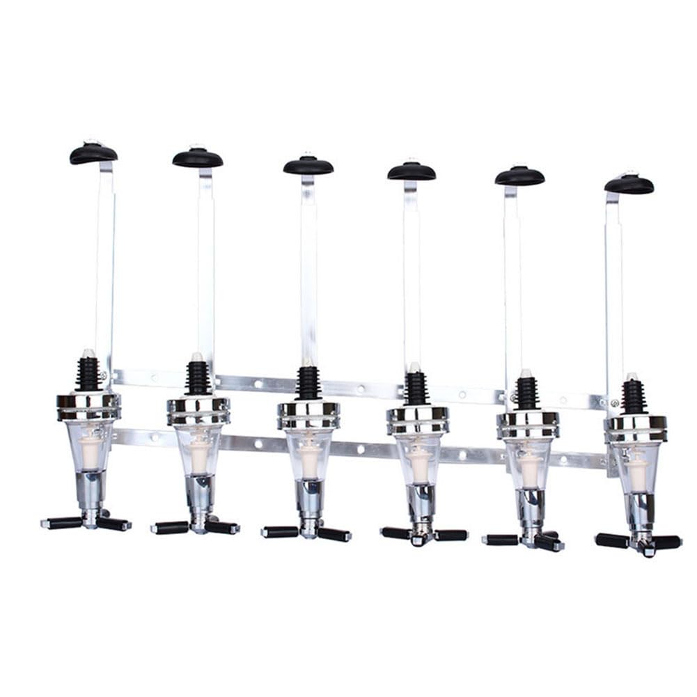 Warmiehomy 6 Bottle Stand Wall Mounted Drinks Dispenser Wine Spirits Steel Bar Butler Holder Rack Optic Dispenser for Home Bar