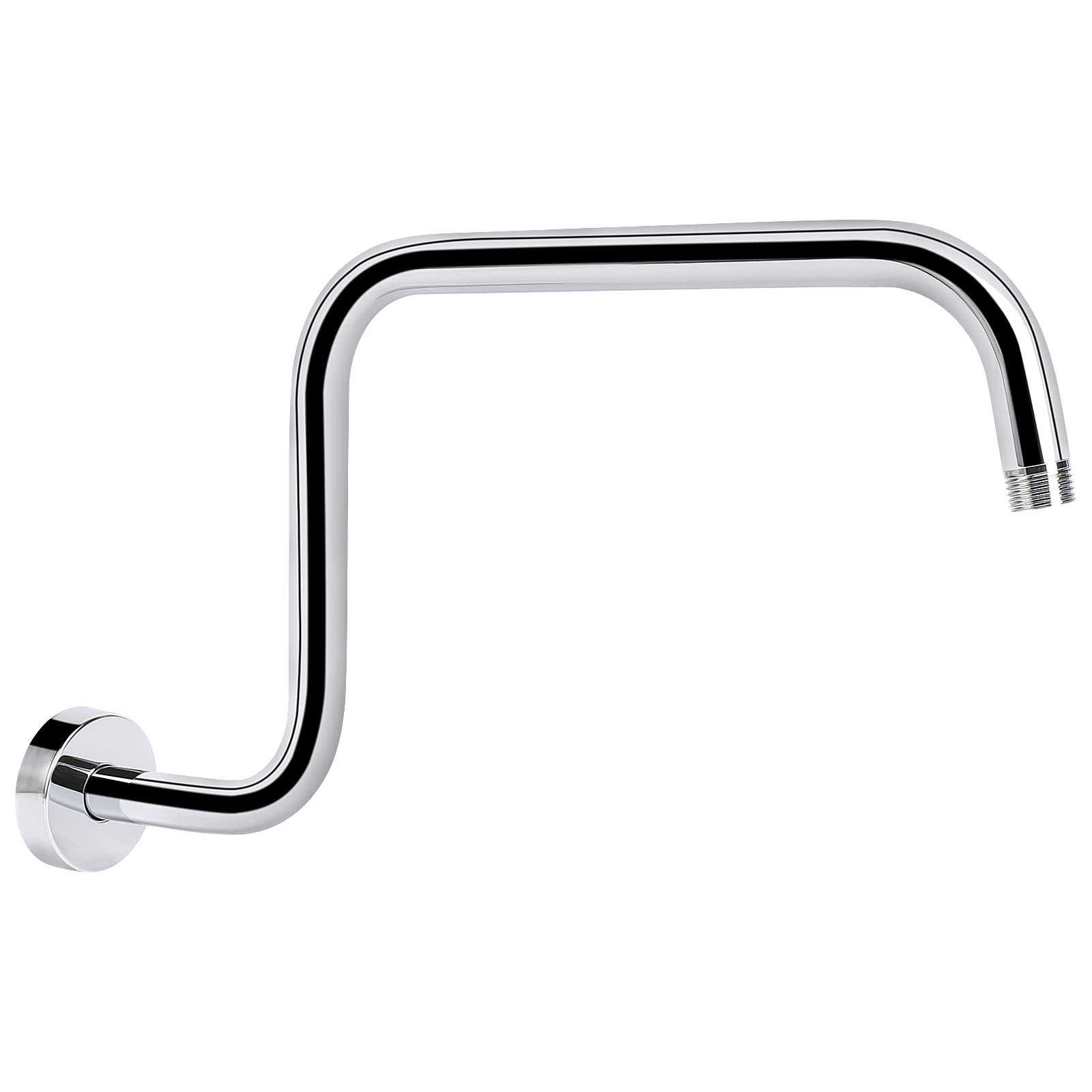 S-Shape Shower Extension Arm - 16 Inch Stainless Steel Shower Head Extender Matte Black