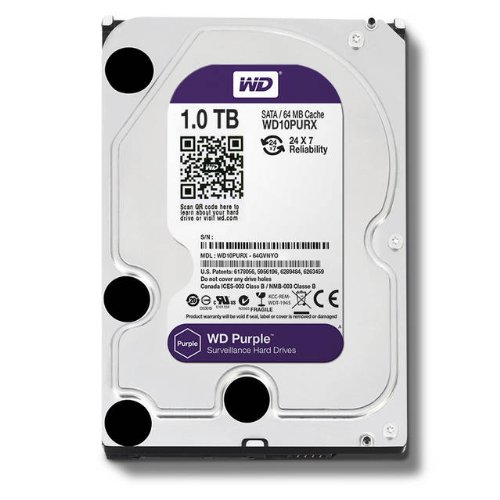 WD Purple 1TB Surveillance Hard Disk Drive - 5400 RPM Class SATA 6 Gb/s 64MB Cache 3.5 Inch - WD10PURX [Old Version]