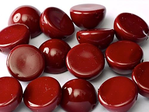 6pcs Dome Bead 12x7 mm Czech Pressed Glass,Granberry (Vinous Natural Opaque) (48265)