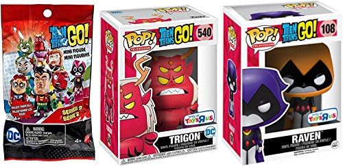 AYB Father Daughter Team Trigon Teen Titans Go! Pop! Figure Pack Exclusive TRU #540 Vinyl Collectible + Raven #108 Orange &amp; Bonus Blind Bag Mystery Character Figure Series 2
