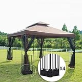 FDW 12'X 10' Outdoor Steel Frame Vented Gazebo w/Netting, Brown