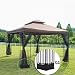 FDW 12'X 10' Outdoor Steel Frame Vented Gazebo w/Netting, Brown