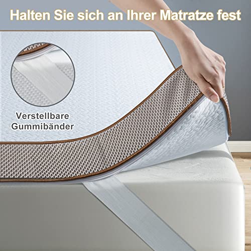 BedStory Topper 160 x 200 cm Reversible Topper with Two Hardness Levels H1 & H2, 7.5 cm Cold Foam Gel Mattress Topper Soft Breathable Washable Cover Mattress Topper for Box Spring Bed Sofa & Hard Mattresses