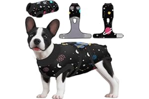 PetWarm Dog Recovery Suit,Recovery Suit for Female Male Dogs,Professional Pet Recovery Shirt Dog Abdominal Wounds Bandages Prevent Licking Dog Onesies Pet Surgery Recovery Suit,Galaxy Pattern,Black,L