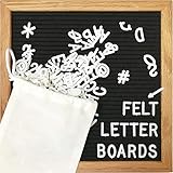 Vintage Felt Changeable Letter Board: 10 by 10 Inches Oak Wood Frame with 290 ¾ Inch Helvetica White Letters, Numbers and Punctuation, Mounting Hook, Construction, Plus Free Letter Bag