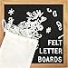 Blcak Felt Letter Board 10x10 Inches. Changeable Letter Boards Include 300 White and Emojis, Months & Days Cursive Words, Christmas Words and Emojis