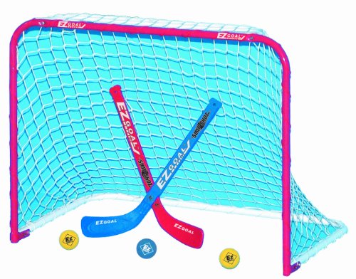EZGoal Mini Folding Goal with 2 Sticks and 3 Balls, Red/White