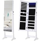 GISSAR Jewelry Organizer Full Length Mirror Jewelry Cabinet Standing / Wall Mounted Jewelry Armoire Storage With Lights Locka